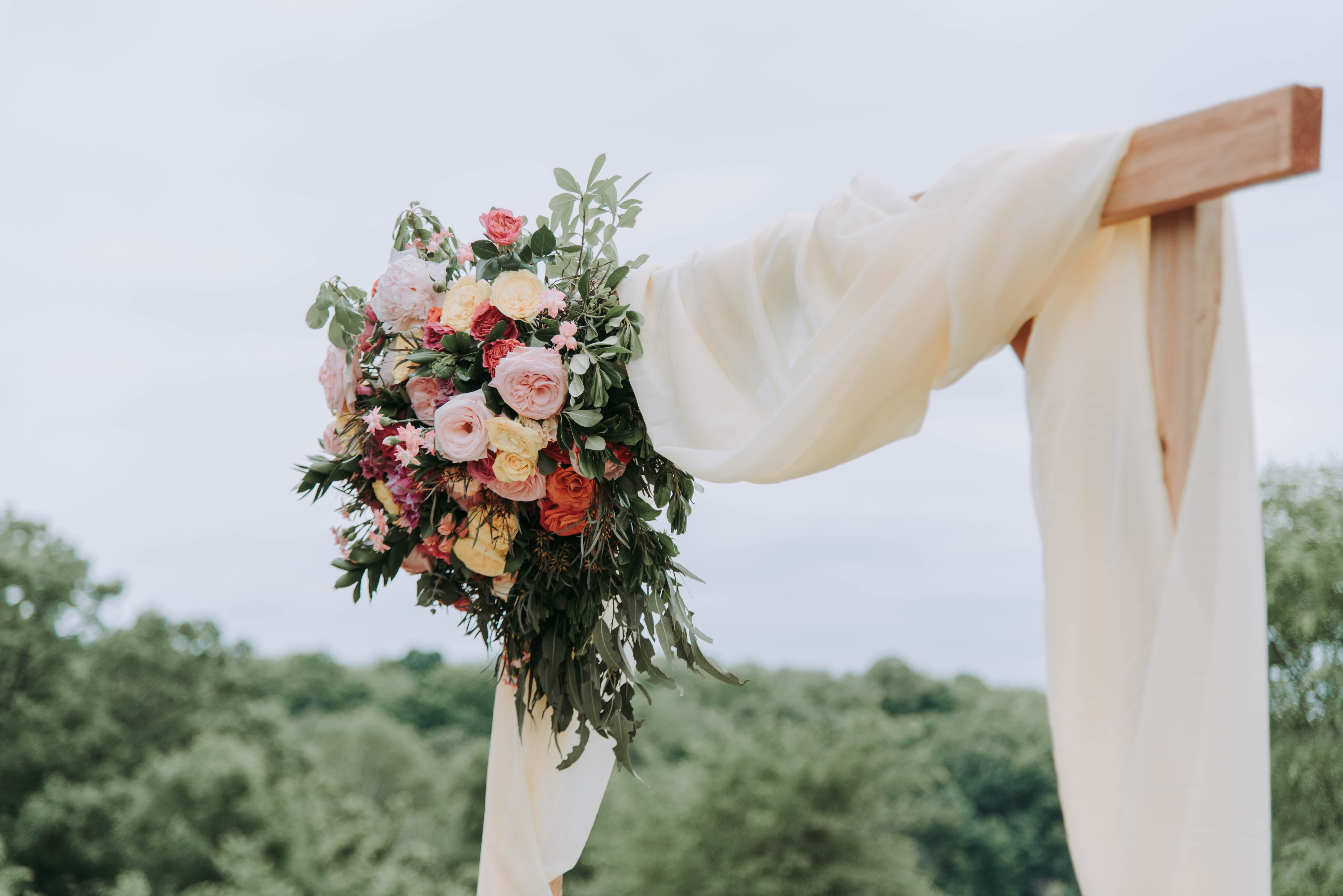 wooden alter with flowers